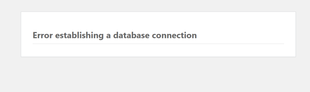 Error Establishing a Database Connection